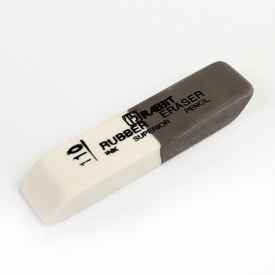 Ластик комбинированный, бело-серый, скошеннный, средний