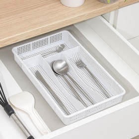 Лоток для столовых приборов в ящик Darel plastic, 4 секции, 34×21×5 см, пластик, белый 3277407