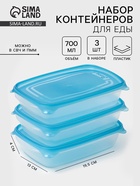 Набор контейнеров для хранения еды Darel plastic «Трио», 3 шт., 700 мл, пластик, прозрачный, крышка МИКС - Фото 1