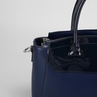 Сумка женская, отдел с перегородкой на молнии, наружный карман, длинный ремень, цвет синий - Фото 4