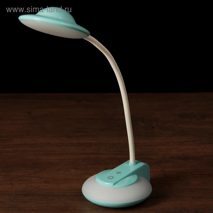 Лампа настольная сенсор 3 режима LEDх16 2W USB АКБ "НЛО-тарелка" голубая 31,5х12х10 см - Фото 1