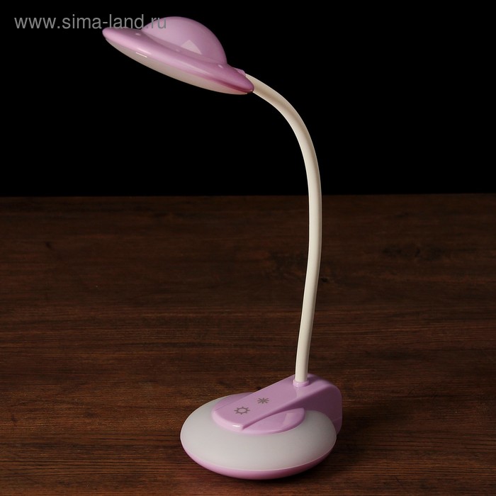 Лампа настольная сенсор 3 режима LEDх16 2W USB АКБ "НЛО-тарелка" фиолетовая 31,5х12х10 см - Фото 1
