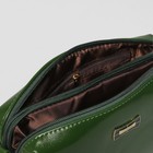 Клатч женский, 2 отдела на молнии, наружный карман, длинный ремень, цвет зелёный - Фото 5