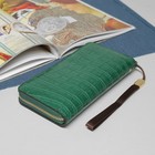Кошелёк женский, 5 отделов, для карт, для монет, на молнии, с ручкой, цвет зелёный - Фото 2
