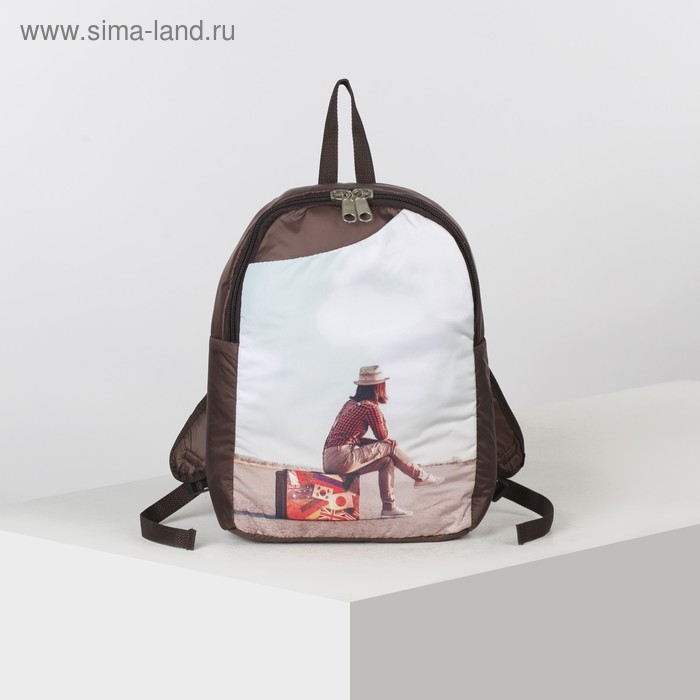 Рюкзак молодёжный, отдел на молнии, цвет коричневый - Фото 1