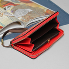 Кошелёк женский, 5 отделов, для карт, для монет, с ручкой, цвет красный - Фото 3