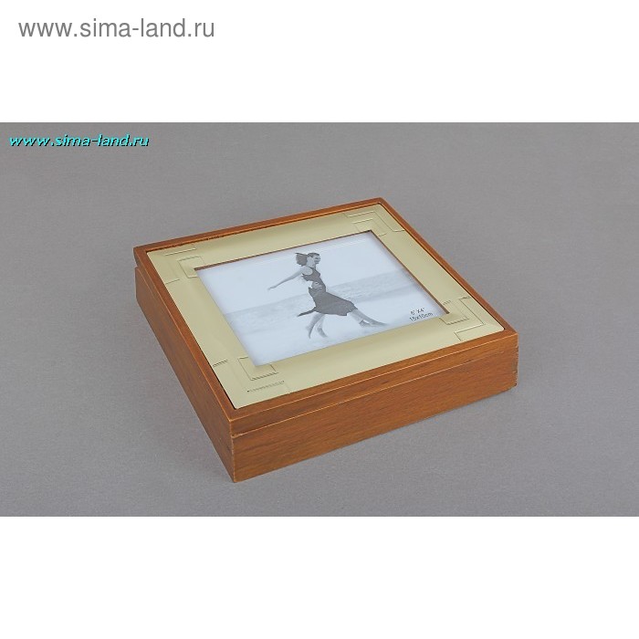 ключница дерево с фоторамкой золотая галочка - Фото 1