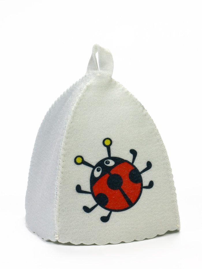 Шапка для бани и сауны «Божья коровка», полиэфир, шерсть, детская - Фото 1
