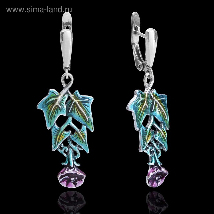 Серьги «Хедера», цвет зелёно-фиолетовый в чернёном серебре - Фото 1