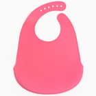 Нагрудник для кормления силиконовый с карманом, цвет розовый - Фото 1