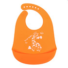 Нагрудник для кормления силиконовый с карманом, цвет оранжевый - Фото 3
