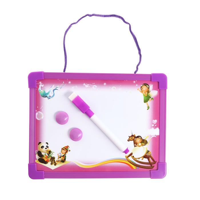 Доска для рисования магнитная с маркером-стиралкой и 2 магнитами, МИКС - Фото 1