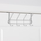 Вешалка на дверь на 4 двойных крючка Доляна «Блеск», 31×15×11 см, цвет хром - Фото 1