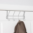 Вешалка на дверь на 4 двойных крючка Доляна «Блеск», 31×15×11 см, цвет хром - Фото 4