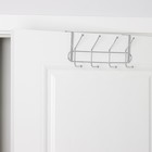 Вешалка на дверь на 4 двойных крючка Доляна «Блеск», 31×15×11 см, цвет хром - Фото 3