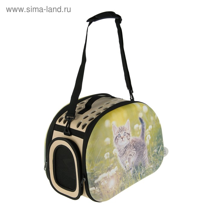Складная сумка-переноска с отдельным входом, материал EVA, 42 х 27 х 32 см, котенок в цветах 28306 - Фото 1