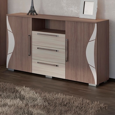 Комод напольный «Верона», 1350×400×835 мм, цвет ясень шимо светлый/тёмный