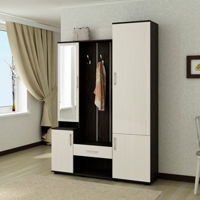 Прихожая «Визит», 1420×360×2030 мм, цвет венге/дуб молочный