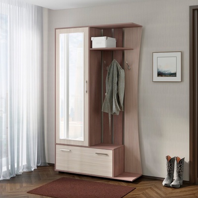 Прихожая «Катрин», 1154×345×1986 мм, цвет ясень шимо светлый/тёмный