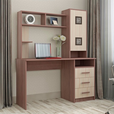 Стол компьютерный «Фаворит», 1350×590×1660 мм, цвет ясень шимо светлый/тёмный