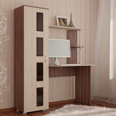 Стол компьютерный «Юниор – 1», 1334×520×1682 мм, цвет ясень шимо светлый/тёмный