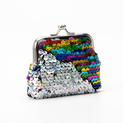 Кошелёк монетница детская, отдел на фермуаре, разноцветный/серебристый