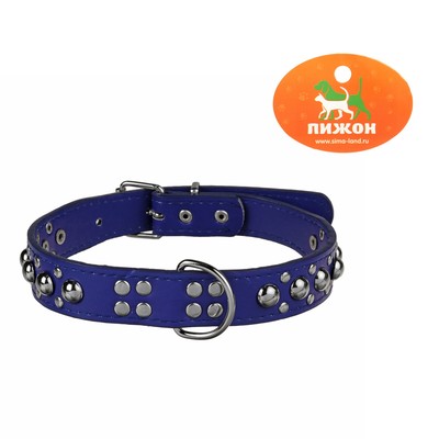 Ошейник "Сириус", кожзам с заклепками, 57 х 3 см, синий