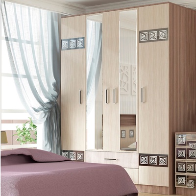 Шкаф четырёхдверный «Коста – Рика», 1600×570×2300 мм, цвет ясень шимо