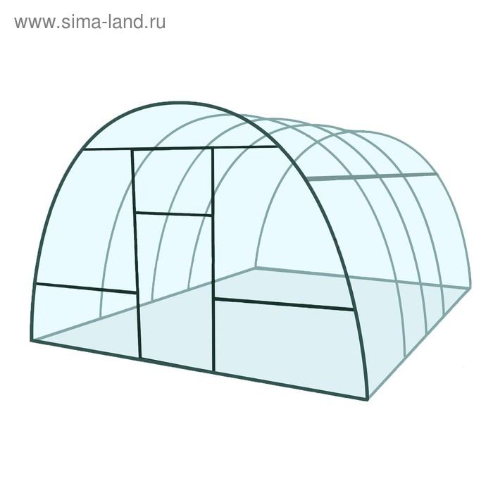 Теплица (каркас) «Базовая», 4 × 3 × 2,1 м, металл, профиль 20 × 20 мм, шаг дуги 1 м, без поликарбоната