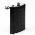 Подарочный набор 4 в 1, 17×21.5 см, фляжка 300 мл, воронка, 2 рюмки, нержавеющая сталь, экокожа, чёрный, серебристый - Фото 4