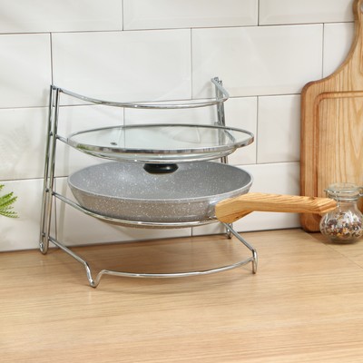 Подставка для хранения сковород Доляна, 23×27×28 см, хром