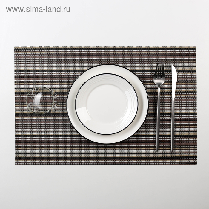 Салфетка сервировочная на стол «Страйп», 45×30 см, цвет коричневый - Фото 1