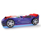 Кровать машина «Турбо синяя», подсветка дна и фар, пластиковые колёса, 2 шт - фото 297996675