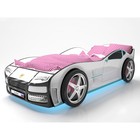 Кровать машина «Турбо белая», подсветка дна и фар, пластиковые колёса, 2 шт - фото 297996694