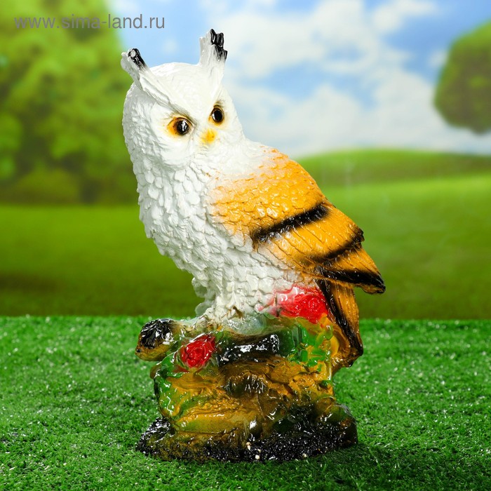 Садовая фигура "Сова с букетом роз" коричневая, 30см - Фото 1