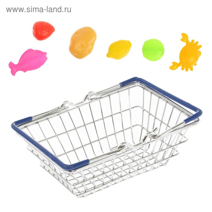 Корзинка для покупок "Мини-супермаркет" с продуктами, 7 предметов - Фото 1