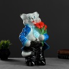 Копилка "Кот большой с тюльпанами" серый 20х23х41см МИКС - Фото 4