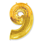 Шар фольгированный 40" "Цифра 9", цвет золотой - Фото 1