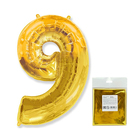Шар фольгированный 40" "Цифра 9", цвет золотой - Фото 2