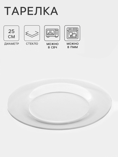Тарелка «Симпатия», d=25 см, стекло, прозрачная