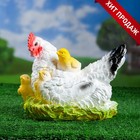 Садовая фигура "Курица наседка с цыплятами" белая, 28х21см - Фото 1
