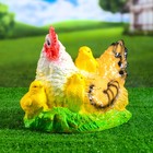 Садовая фигура "Курица наседка с цыплятами" пестрая, 28х22см - фото 22614636