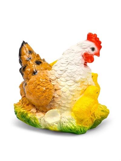 Садовая фигура из гипса «Курица наседка с цыплятами», 27×20×21 см