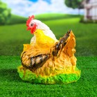 Садовая фигура "Курица наседка с цыплятами" пестрая, 28х22см - фото 9552317