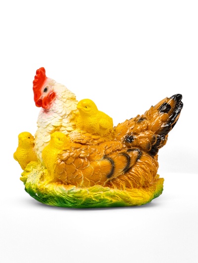 Садовая фигура из гипса «Курица наседка с цыплятами», 27×20×21 см