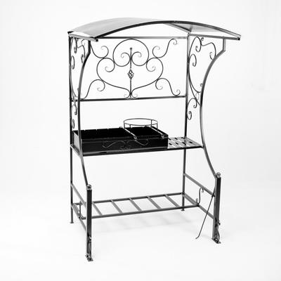 Мангал «Классика», 120×210×40 см, с подставкой под казан, с крышей-навесом