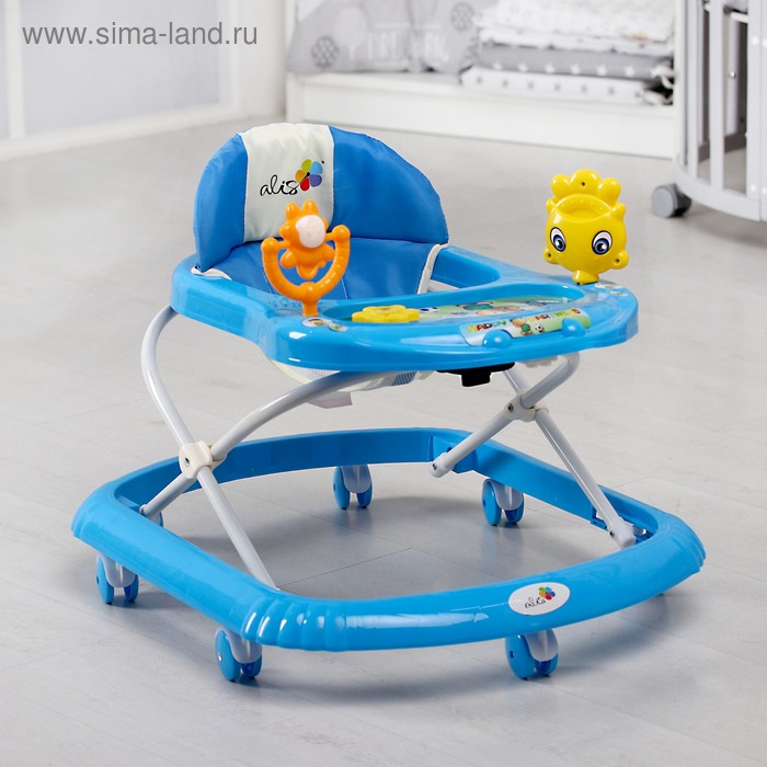 Ходунки «Солнышко», 7 колес, муз. игрушки, синий - Фото 1