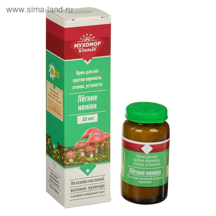 Крем для ног против варикоза "Мухомор", отеков, усталости, 30 мл - Фото 1