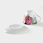 Чайная пара керамическая Доляна «Роспись», чашка 210 мл, блюдце d=14 см - Фото 4
