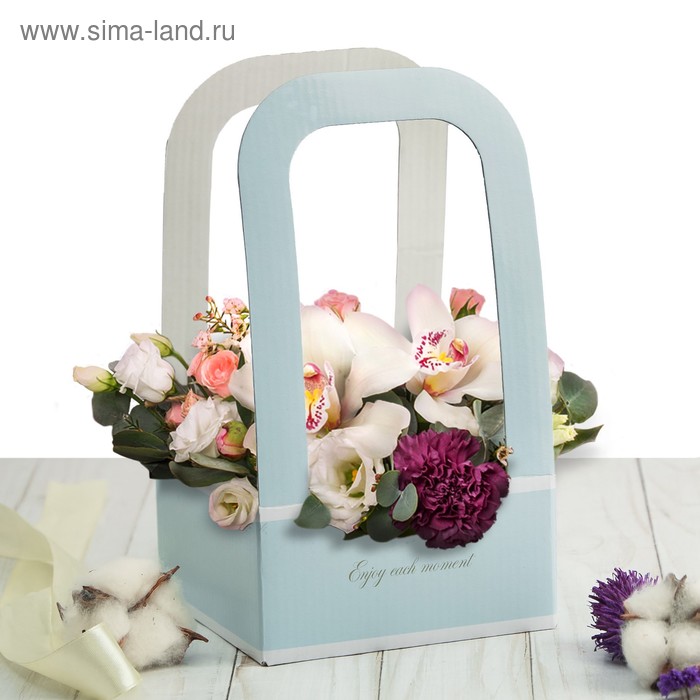 Коробка-переноска для цветов «Наслаждайся моментом», 12 × 12 × 22 см